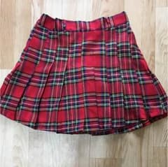 タータンチェック柄プリーツミニスカート 赤のサムネイル