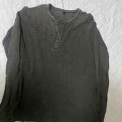 UNIQLO ワッフルヘンリーネック 長袖Tシャツ ブラック Mのサムネイル
