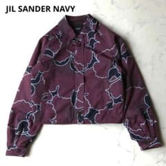 JIL SANDER NAVY イタリア製 銀杏柄 総柄 ショートジャケット - メルカリ