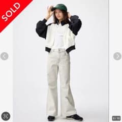 GU　2026年　GIRLSリラックスワイドフレアジーンズ　M　ライトグレーのサムネイル