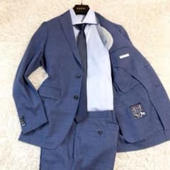 【千鳥柄】スーツカンパニー　COMMUTECH　ブルー　ストレッチ　XL　美品 千鳥柄】スーツカンパニー COMMUTECH ブルー ストレッチ XL 美品