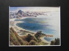 椿貞雄、「鋸山から見た房総半島」、希少な画集より、新品高級額・額装