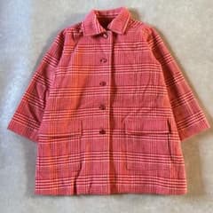 【90's vintage】レッド チェック柄 ウール混 コート ジャケットのサムネイル