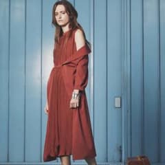 Ameri vintageフロントプリーツロングドレスのサムネイル