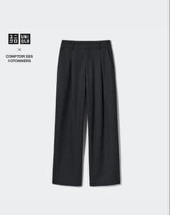 ユニクロ　ブラッシュドジャージータックワイドパンツ