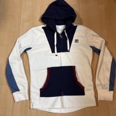 FILA フード付きジャージ ホワイト/ネイビー - メルカリ