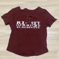 レースアップ Tシャツ ボルドー グラフィックのサムネイル