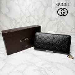 011 極美品 GUCCI バンブー 長財布 シマ ラウンドファスナー e6 011 極美品 GUCCI 長財布 シマ ラウンドファスナー ダークブラウン o