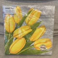 신품 튤립 무늬 종이 냅킨 33×33cm 20장들이 황색