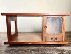 Price reduced. 1950s-era wooden antique, vintage, Showa retro style, molded glass.