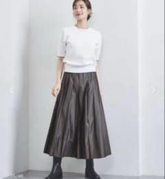 UNITED ARROWS シャンブレー タフタ プリーツスカート 36のサムネイル