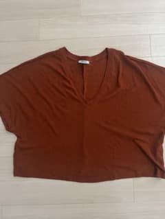 ZARA Vネック 半袖カットソー テラコッタカラー テラコッタカラーTシャツのサムネイル