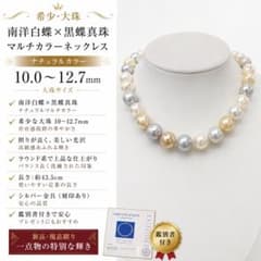 【希少大珠・鑑別書付き】南洋白蝶　黒蝶真珠12.7mm マルチカラー ネックレスのサムネイル