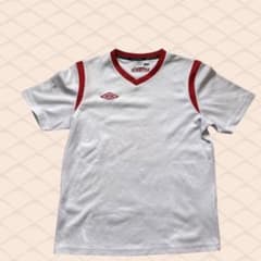 極美品00s】アンブロ Vネックゲームシャツ 白赤 Y2K ブロークコア L