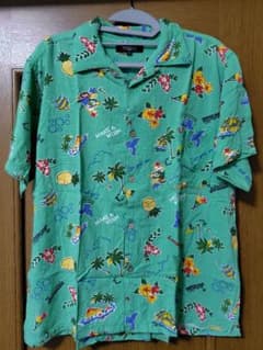 【美品】アロハシャツ 緑色 半袖のサムネイル