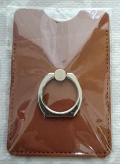 ［新品 未使用 未開封品］スマホリング付きPUレザー製 カードホルダー ブラウンのサムネイル