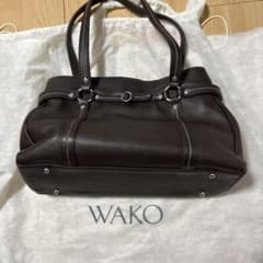 WAKO 銀座和光 シボ革 ブラウンブラック レザー シルバー金具 ハンドバッグ 未使用級】WAKO 銀座和光 シボ革 黒 ゴールド金具 2WAYハンドバッグの