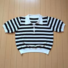 ハーフジップ ボーダー 半袖 ポロシャツのサムネイル