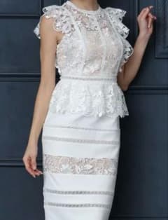 シャギーチュール パフリボン ホワイトリボントップスブラウスアドニス