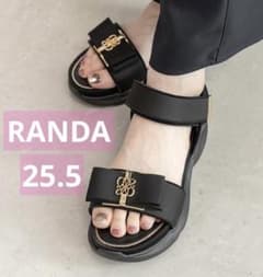 RANDA モノグラムリボンスポーツサンダル ブラックのサムネイル