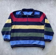 90s land's end ボーダーフリース　短丈スウェットのサムネイル