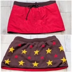 FILA GOLF 中綿 リバーシブルスカート M 赤/茶 スター柄 防寒