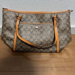 COACH シグネチャー トートバッグ ブラウン オレンジのサムネイル