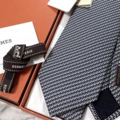 新品未使用タグ付き 完品 HERMES ファソナ H柄 総柄 ネクタイ ✨プレゼント用対応✨未使用タグ付箱付き✨HERMES ファソネ H柄