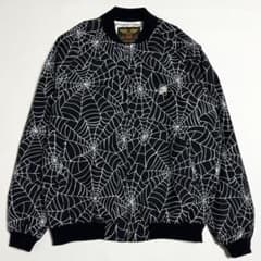 CALEE スパイダーウェブ柄 ジャケットLサイズ ブラック 極美品 CALEE スパイダーウェブ柄 リブジャケット ナイロン ブラック M