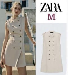 ZARA リネントグルボタン ミニワンピース M ナポレオン ZARA リネントグルボタン ミニワンピース M ナポレオン - メルカリ