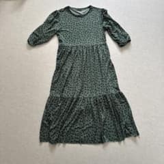 ZARA 花柄 ロングワンピース グリーン Mのサムネイル