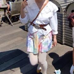 vintage USA  プリーツミニスカート  水彩柄のサムネイル
