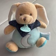DADWAY】オルゴール ブルーうさぎ 暗闇で光るうさぎのぬいぐるみ