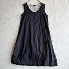 pas de calais レイヤードロングワンピース 黒×生成り 38 日本製 pas de calais レイヤードロングワンピース 黒×生成り 38 日本製