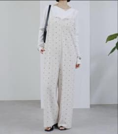 mystic ドット刺繍キャミサロペ ホワイト1 - メルカリ