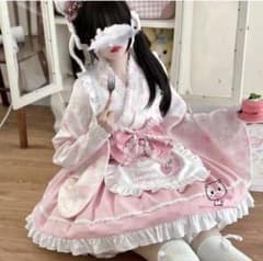 猫デザインのピンクの浴衣ドレスのサムネイル