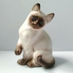 英国製 アンティーク RONZAN シャム猫 陶器 フィギュリン 置物 猫 英国製 アンティーク RONZAN シャム猫 陶器 フィギュリン 置物 猫
