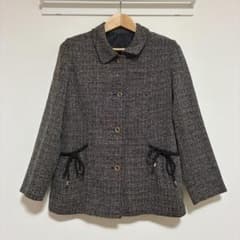 Vintage ツイードノーカラージャケット グレーのサムネイル