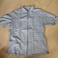 PIKO ジップアップ チェックシャツ 半袖 グレー Lサイズのサムネイル