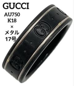 GUCCI アイコン リング AU750 K18 メタル ブラック 指輪 グッチ - メルカリ
