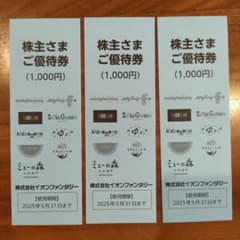 イオンファンタジー 3,000円分 100円券×10枚　3冊　株主優待のサムネイル