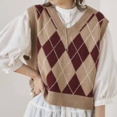 OLIVE des OLIVE アーガイルベスト　ベージュのサムネイル