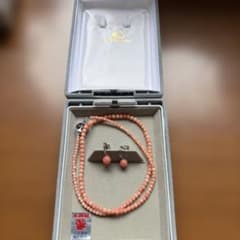 本珊瑚 ネックレス イヤリング セット - メルカリ