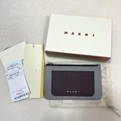 MARNI フラグメントケース パスケース グレー×ボルドー×ホワイト 