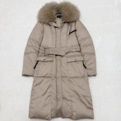 美品】エポカ ファー付き ダウンコート Aライン ベージュ系 40サイズ 