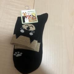 動物モチーフ ソックス 黒とベージュのサムネイル