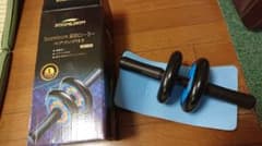 筋トレ 腹筋ローラー マット付き 静音 青 ブルーのサムネイル
