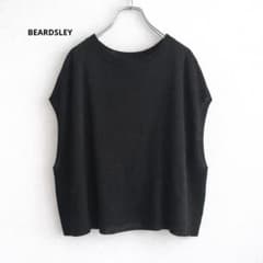 定価1.76万 ビアズリー 前後2way リネンニットベスト ブラック リネン