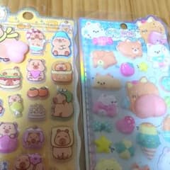 かわいい動物園　犬　カピバラ　２種類セット　おしり　ぷっくり　シール　ステッカー