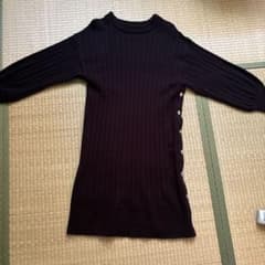 サイドボタン リブニットワンピース ブラックのサムネイル